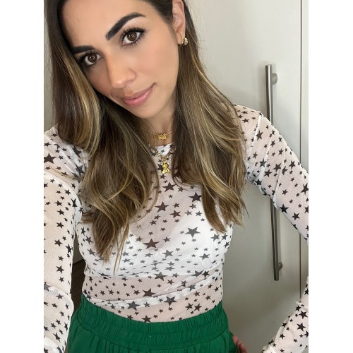 T shirt tule estrela / preta e branca - PROMOÇÃO 